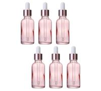 Zerodeko Lot de 6 Flacons Compte-Gouttes en Verre 100Ml Rose Pêche Anneau Doré Rose Bouteilles Vides Étanches pour Huiles Essentielles et Cosmétiques pour Voyages et Aromathérapie