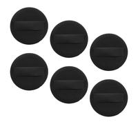 Zerodeko Lot de 6 Houppettes à Poudre Pressée Noires en Cuir Pu et Tissu, Ultra Fines et Polyvalentes pour Application de Fond de Teint et Poudre Visage