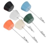 Zerodeko Lot de 6 Porte-Mémos en Bois avec Pince Crocodile Réglable Base Cubique Compacte Support pour Notes Porte-Cartes de Table Multicolore Bureau et Événements Professionnels