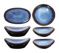 Zerodeko Lot de 6 Repose-Baguettes en Céramique Japonaise Porte-Cuillères et Fourchettes Décoratifs Couleur Bleu Étoilé Multifonction pour Maison et Restaurant Accessoire Ménager