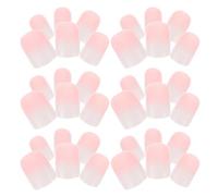 Zerodeko Lot de 6 set de sets de Ensembles de 24 Faux Ongles Carrés Courts à Coller Capsules en Plastique à Couverture Complète Dégradé Blanc Élégant Style French Manucure Adaptés pour