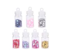 Zerodeko Lot de 7 Mini Bouteilles en Verre avec Étoiles Colorées, Bouchons en Liège, pour Création de Bijoux DIY et Remplissage de Messages, Coffret
