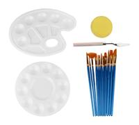 Zerodeko Lot de Sets de Pinceaux Peinture Professionnels Palette Solide et Spatule en Plastique Fibres Artificielles et Éponge pour Peinture Acrylique et Artistique