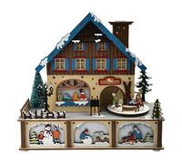 Zerodeko Maison de Bleu avec Éclairage LED, Design Délicat et Artisanat Fin, Décoration pour Village de Noël Table Pendant Fêtes d'hiver