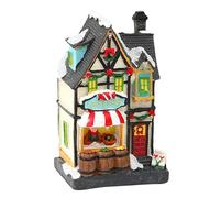 Zerodeko Maison Miniature de Noël : Décoration de Village de Noël illuminée - Figurines de Chalet Rustique d'hiver - Objets de Collection de pour décoration de Table intérieure