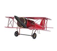 Zerodeko Maquette Avion Biplan Rétro en Fer Rouge, Figurine Décorative Portable et Collectionnable pour Maison et Étagères, Style Vintage Peint Main