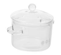 Zerodeko Marmite en Verre Transparente à Double Poignée avec Couvercle Ustensile Cuisine Multifonction pour Nouilles Soupes Mijoteuse Compatible Cuisinière à Induction Diamètre 16 Cm