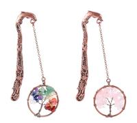 Zerodeko Marque-pages en Métal Vintage Arbre de Vie en Cuivre 2pcs avec Perles Décoratives pour Étudiants et Projets DIY Relaxants