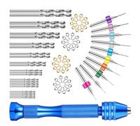 Zerodeko Mini Ensemble de Forets Manuels de Précision 76 Pièces Étau à Broches, Manche Bleu Antidérapant, Forets Hélicoïdaux 0,3-1,2 Mm et Clous en Crochets pour Perçage et Bricolage Bois,