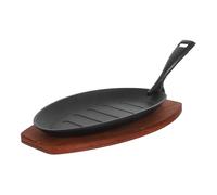 Zerodeko Mini Poêle Fonte avec Base Plaque Grill Rayée pour Cuisson Intérieure Résistante Haute Température Poêle à Steak Polyvalente pour Fajitas et Barbecue