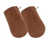 Zerodeko Moufles Autobronzant Applicateur de Bronzage Mains, Khaki, en Velours et Éponge Film Imperméable, pour Application de Lotion et Huile Bronzante, Usage sans Soleil