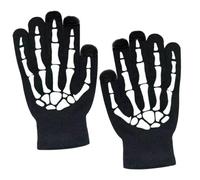 Zerodeko Moufles de Cyclisme D’Hiver Unisexes Lumineux à Motif Squelette Halloween Taille Unique Tricotés en Fibres Acryliques pour Cyclisme de Nuit et Fête D’Halloween