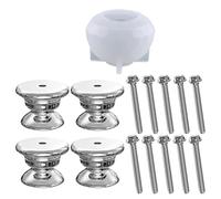 Zerodeko Moule en Silicone pour Poignée de Porte Hexagonale DIY, Kit 6 Faces Translucides Socles et Vis, Bricolage pour Artisans et Décoration de Meubles Cuisine