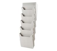 Zerodeko Organiseur Mural Extensible pour Dossiers A5 Porte-Documents Mural en Polypropylène Renforcé Gris Clair 1 à 5 Compartiments Modulables Rangement Bureau et Domicile Support