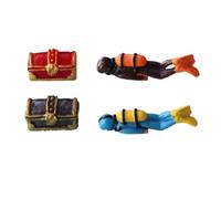 Zerodeko Ornement Aquarium en Résine Rouge, Lot de 4 Set de Set de Plongeurs Miniatures Décoratifs pour Fish Tank, Décoration Créative et Délicate, pour Chambre ou Miniature