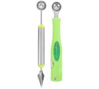 Zerodeko Outil pour couper pastèque 2 pcs en acier inoxydable, design trois-en-un avec cuillère, baller et fourchette, usage domestique et café