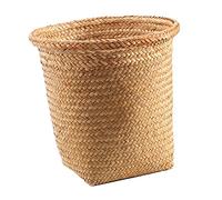 Zerodeko Panier à Plantes Tressé Poubelle De Bureau Sale Récipient à Fleurs Corbeille à Papier En Osier Corbeille Tressée Panier à Linge Poubelle En Osier En Bois Seau De Stockage Paille