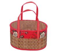 Zerodeko Panier De Rangement Pliable En Bambou Tissé à La Main Dimensions 30 x 20 x 16 Cm Couleur Rouge Panier à Main Avec Anse Pour Repas En Plein Air Et Organisation Intérieure Coffret Présent