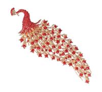 Zerodeko Peigne à Cheveux de Mariée en Strass, Forme Couronne Paon, Couleur Or Strass Rouges, Accessoire de Tête Élégant pour Mariage et Cérémonie, Bijoux de Cheveux Raffinés