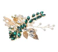 Zerodeko Peigne à Cheveux Latéral Bleu Strass Marquise et Feuille Argentée Accessoire de Coiffure Mariage pour Mariées et Demoiselles d'Honneur Bijou de Tête Élégant pour Femmes et