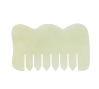 Zerodeko Peigne de Massage Jade pour Cheveux et Visage Large Dents Rigides pour Relaxation Du Chevelu et Détente Musculaire Outil Gua Sha Multifonction pour Soins Corporels et Faciaux