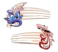 Zerodeko Peignes à Cheveux Décoratifs en Alliage Strass, Lot de 2 Pièces, Forme Paon, Élégants et Glamour, pour Coiffure Quotidienne et Style Féminin