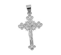 Zerodeko Pendentif Croix Catholique DIY en Métal Blanc Platine, Breloque Charme pour Bracelets et Colliers, Accessoire Fabrication Bijoux Religieux Fait Main, Création Personnalisée