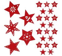 Zerodeko Pendentifs en Bois Rouges Étoile à 5 Branches, 50 Pièces, Décoration Artisanale Sapin de Noël, Accessoires DIY pour Création Festive, Ornements pour Maison et Fête Hiver