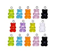Zerodeko Pendentifs Ours en Résine Colorée 70pcs pour Bijoux Diy, Porte-clés Multi-usages, Couleurs Assorties, Chaîne pour Collier Tour de Cou Couleur Aléatoire