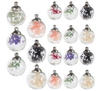 Zerodeko Perles de Verre Creuses Fleur Séchée DIY 20 Pièces Multicolore Accessoires Bijoux Créatifs Décorations Artisanat Femme Mode Fête Présent Printemps Été Couleur Aléatoire