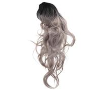 Zerodeko Perruque Longue Ondulée Dégradée Grise Femme Perruque Synthétique Bouclée Résistante Chaleur Look Naturel pour Cosplay et Fêtes