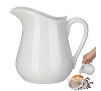 Zerodeko Pichet à Mousser en Céramique Blanc 250ml Résistant Chaleur Poignée, Facile à Nettoyer, pour Maison et Café