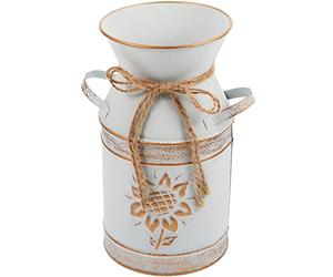 Zerodeko Pichet Rustique en Métal Support De Fleurs Vase en Étain pour Composition Décoration De Ferme