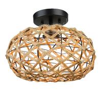 Zerodeko Plafonnier Suspendu Vintage en Fer Corde Tressée Compatible Douille E26/E27 Style Rustique pour Salon Chambre Cuisine Éclairage Plafond Décoratif sans Ampoule Design Plafond