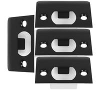 Zerodeko Plaque de Gâche d-Type Noire en Métal Boîtier et Vis Kit de 4 Sets pour Renforcement de Porte Plaque de Protection de Pêne Dormant Installation pour Serrure de Porte en Bois