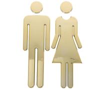 Zerodeko Plaque Signalétique Toilette Adhésive Acier Inoxydable Imitation Or Identification Hommes et Femmes pour Lieux Publics Installation Facile Décoration Salle de Bain Élégante