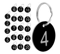 Zerodeko Plaques Rondes Numérotées en Plastique 1 à 20 Anneaux pour Identification d'Objets comme Clés et Bagages les Fast-Foods et Hôtels Lot de 20