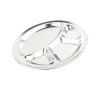 Zerodeko Plat Rond à Compartiments 32 Cm en Acier Inoxydable Alimentaire Léger et Pratique pour Garçon et Filles, Plateau de Service Multifonction pour Restaurant et Repas