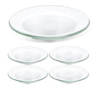 Zerodeko Plateau de Remplacement en Verre Rond 10 Cm pour Brûleur de Cire Aromathérapie, Lot de 5 Pièces Base Antidérapante et Design Polyvalent Minimaliste
