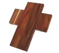 Zerodeko Plateau Décoratif de Communion en Bois Marron 26x22x1,5 Cm Motif Croix Vintage, Décoration de Table pour Baptême et Première Communion, Plateau D’offrande Religieux Artisanal