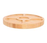 Zerodeko Plateau en Bois Compartimenté, Plat de Service à Dessert Rond, Khaki, Grand Format, Bois, Compartiments Séparés pour Éviter le Mélange des Saveurs, pour Snacks et Fruits