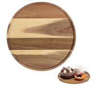 Zerodeko Plateau Tournant pour Table Basse Décor Vintage Unique en Bois Rond Marron de 25cm, Résistant Déformation et Organisateur de Comptoir Cuisine