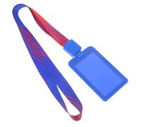 Zerodeko Pochette pour Badge Bleu en Plastique avec Lanière Extensible Facile à Utiliser pour Étudiants et Personnel, Étui Porte-badge Indépendant en 1 Set