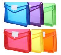 Zerodeko Pochettes Transparentes A4 Résistantes Déformation Déchirures Lot de 6 avec Bouton Pression, Résistantes la Déformation Déchirures, avec Étiquette Blanche, pour Bureau et Maison