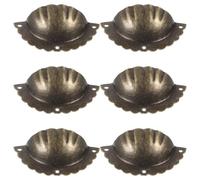 Zerodeko Poignées Décoratives Boutons de Tiroir en Laiton Antique sans Bavures Lot de 6 Vintage de Coquillage Demi-cercle Espacement 6,5cm pour Armoire et Porte