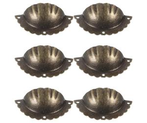 Zerodeko Poignées Décoratives Boutons de Tiroir en Laiton Antique sans Bavures Lot de 6 Vintage de Coquillage Demi-cercle Espacement 6,5cm pour Armoire et Porte
