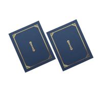 Zerodeko Porte-certificats A4 2 Pièces en Papier Rigide Bleu Foncé Finition Dorée, Couverture pour Diplôme et Certificat, Dossier de Présentation Officiel pour Cérémonie, Rangement