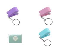 Zerodeko Porte-clés Agrafeuse Mini en Plastique et Métal, 4 Pièces Colorées Pourpre, Vert, Rose, Pratique et Confortable, Maison et L'école