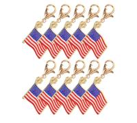 Zerodeko Porte-clés en Alliage Résistant aux Rayures Drapeau Américain Plat 10 Pièces Estampage Précis, pour Clés de Voiture et Paquet Lors de Voyages L'école