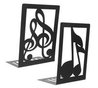 Zerodeko Porte-Livres en Métal Noir Forme Note de Musique 2pcs, Protège Bureau ou Étagère Surface Lisse, pour Boutique ou Centre Commercial